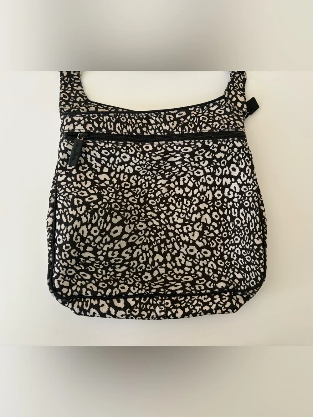 Vera Bradley Black and Cream Leopard-Print Crossbody